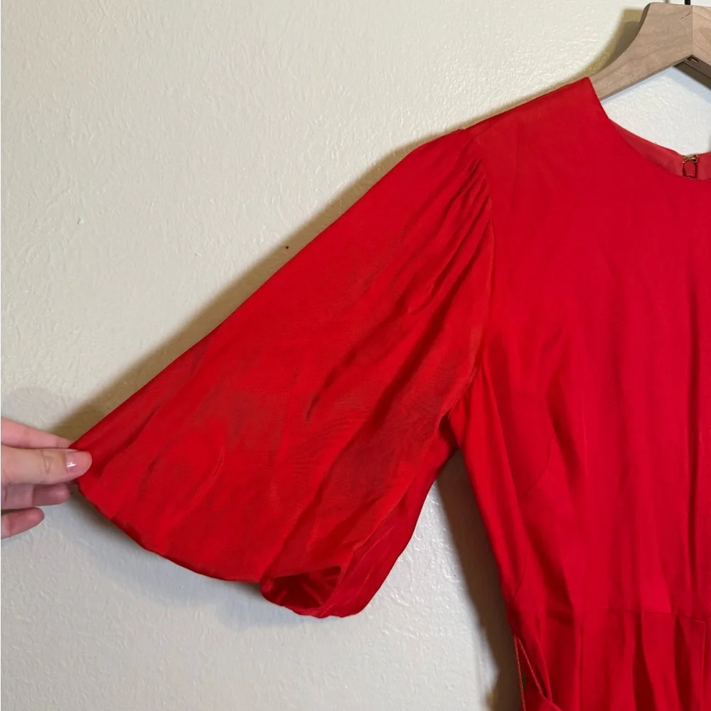 Kate Spade Silk-blend Matinee Puff Sleeve Midi‎ Dress